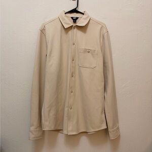 Lands' End Cream Super Soft Button-Up Shirt Jacket
